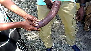 HUGE BBC!  Big Black Dick Flash at Public Bus Stop