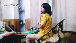 Lick Fingers Sexy in Beautiful Yellow Dress