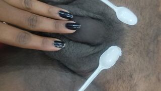 Indian Desi Bhabhi Playing Her Husband Dick with Spoons