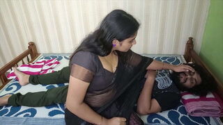 Desi Girl In Black Saree Shares Steamy Romance On Bed With Lover