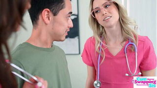 Rissa May &amp_ Jill Kassidy Role-Play Stepbro'_s Doctor Double Checking His Sperm Quantity