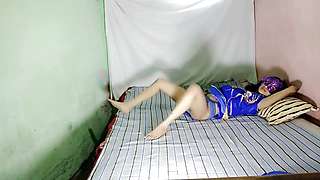 Indian Aunty Anita Singh In Blue Desi Dress Fingering Pussy Masturbation