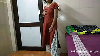 Indian Bhabhi In Brown Shalwar Suit Changing In Bedroom