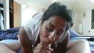 Indian girl sucking a nice thick uncut white cock